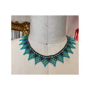 vintage beaded collar southwestern jewelry 1970s choker turquoise necklace